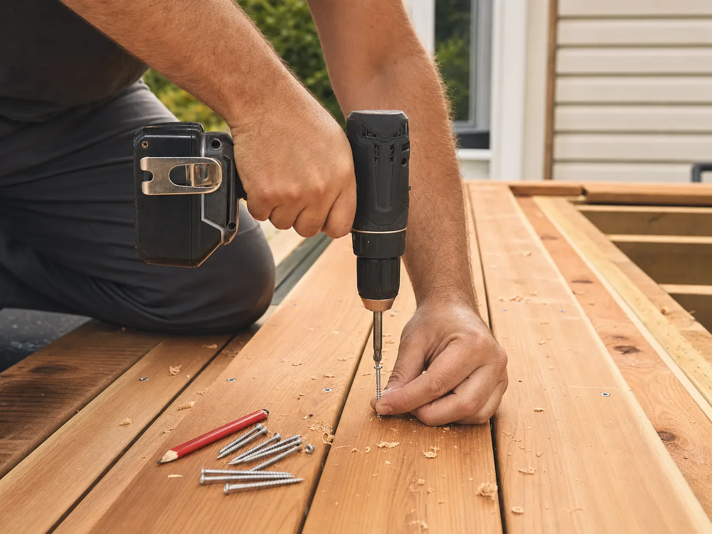 Construction de patio en bois par un entrepreneur a Gatineau